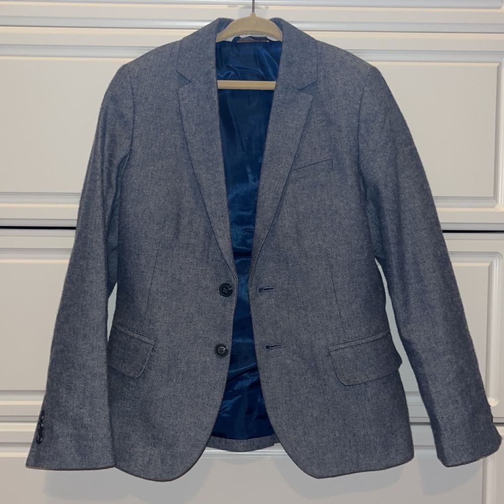 Boys H&M Cotton Blazer Navy Blue Melange Size 8 (8-9y) Excellent Condition